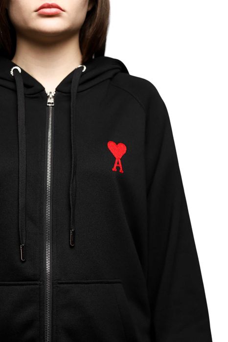 Худі AMI Paris Ami De Coeur Zipped Hoodie Black
