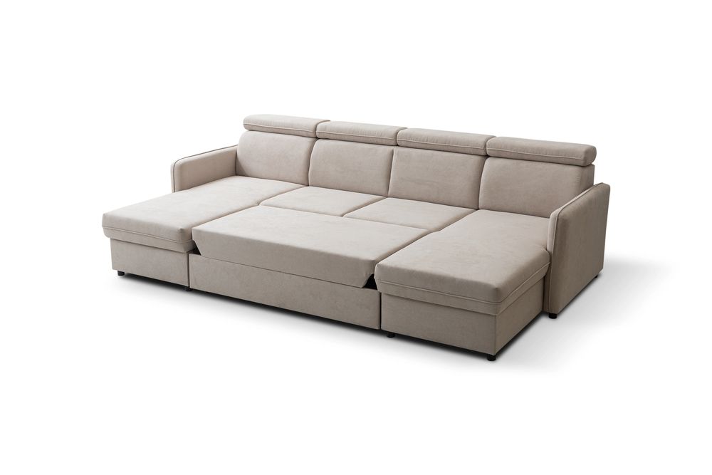 Narożnik BARCELO SYSTEM 282x165 - funkcja spania, 2 pojemniki, ruchome zagłówki