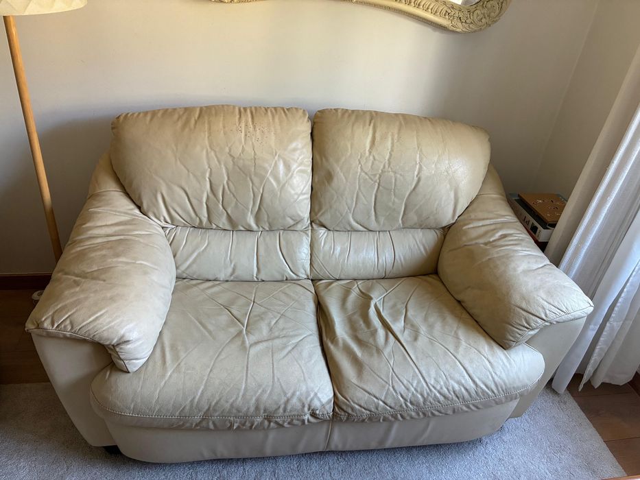 2 sofas pele Divani & Divani creme