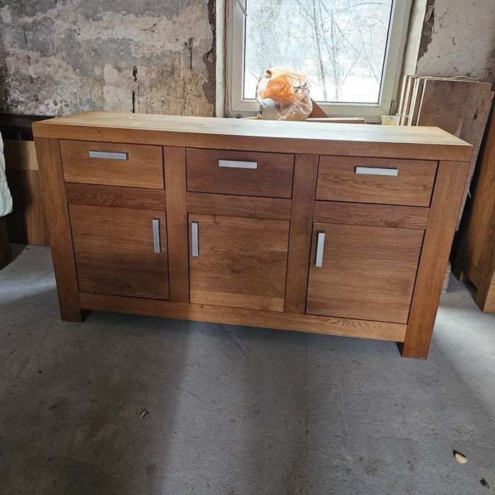 Wysoka drewniana dębowa komoda 173x95x52 złoty dąb