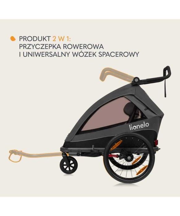 Przyczepka rowerowa dla dzieci 2w1 wózek spacerowy składana lionelo