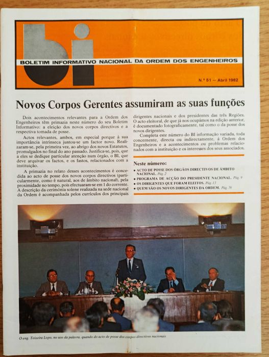Boletim Informativo Nacional Ordem dos Engenheiros - de janeiro a junho de 1982