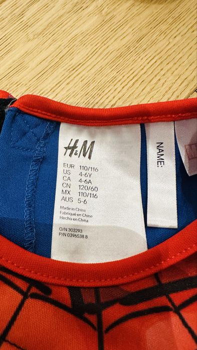 Spiderman h&m bal przebierancow 110/116 karnawal pajak 4/6 lat