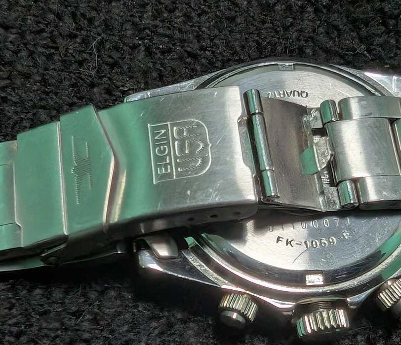 Мужские часы ELGIN FK-1059-D Chronograph рабочие .оригинал .редкость