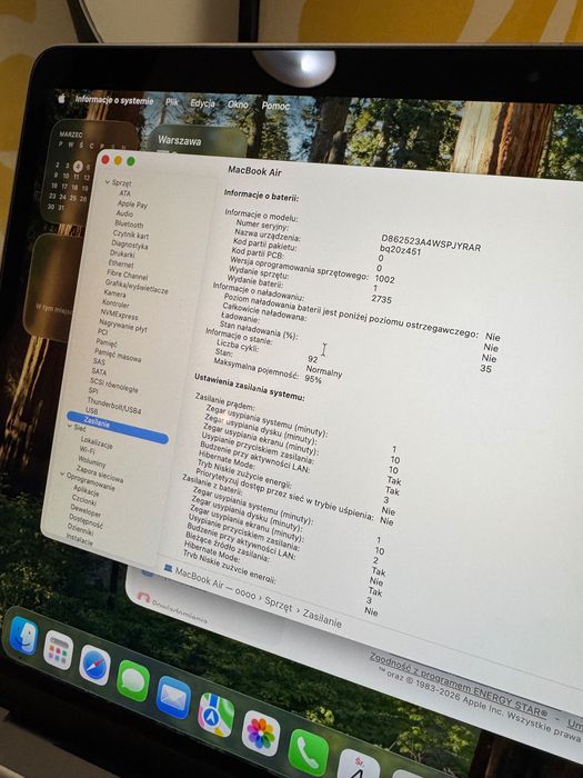 MacBook Air M1 8/256 Space Gray, stan idealny, bateria 95%, komplet