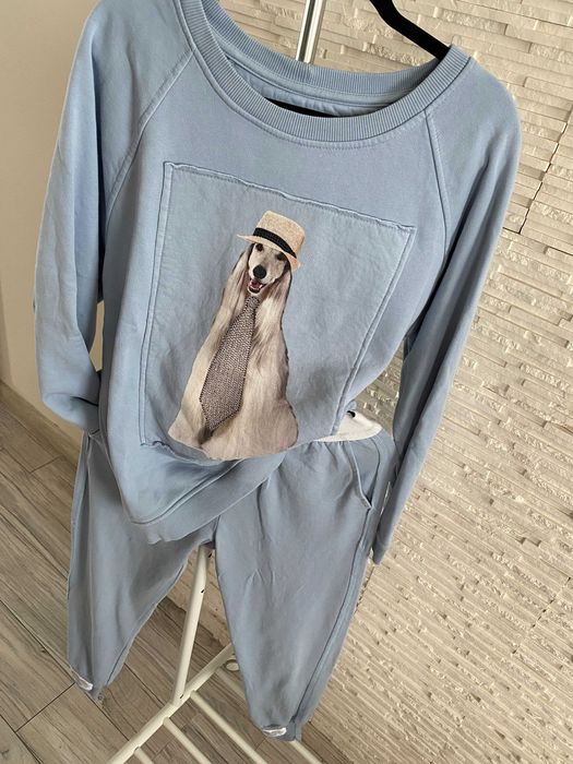 By o la la błękitny set dres z pudlem kryształki - serduszka spodnie