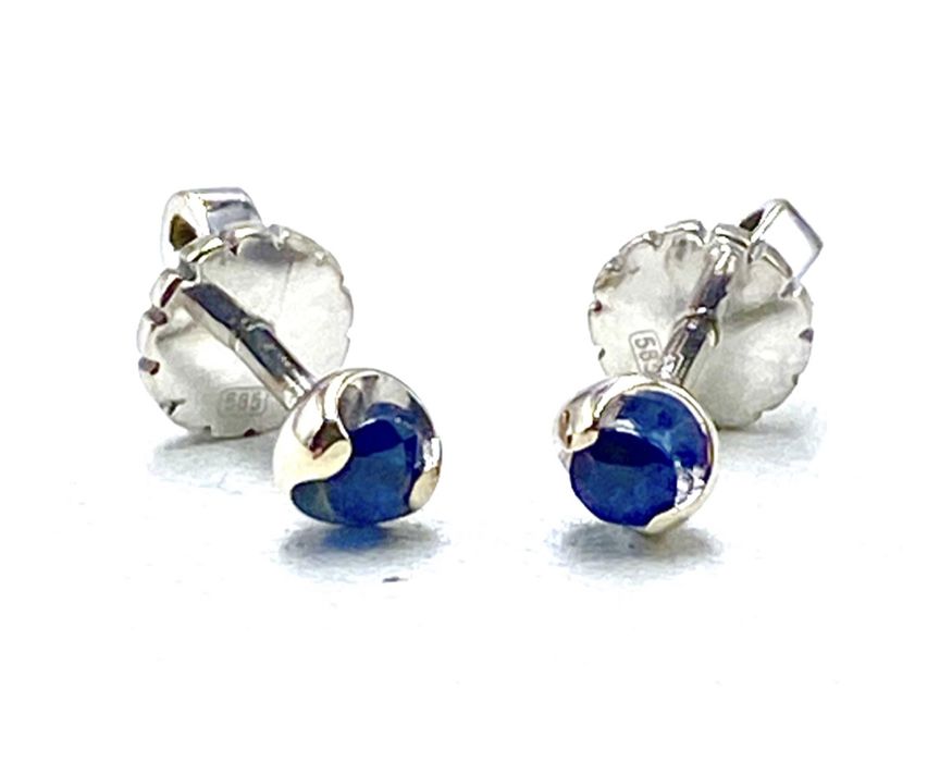 Золотые серьги с сапфирами белое золото 585 проба
