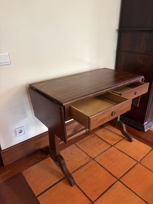 Mesa de Apoio / Secretária Antiga com Abas (Sofa Table) Estilo Inglês