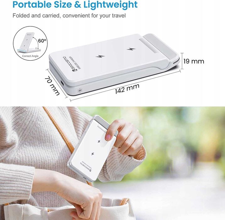 Seacosmo ładowarka indukcyjna 3w1 do iPhone BIAŁY [2374]