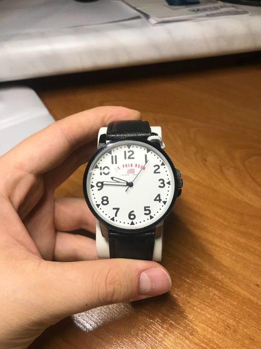 Zegarek U.S. POLO ASSN. nowy, czarny pasek, biała tarcza.