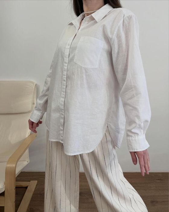 лляна сорочка H&M, літня сорочка, льняная рубашка