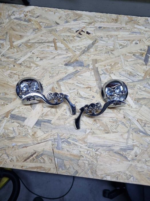 lusterka czaszka chrom chopper harley