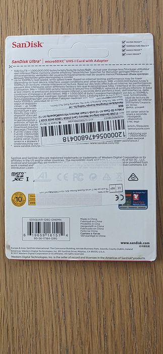 Sandisk Karta Pamięci Micro SD 4K 128GB 100Mb/s