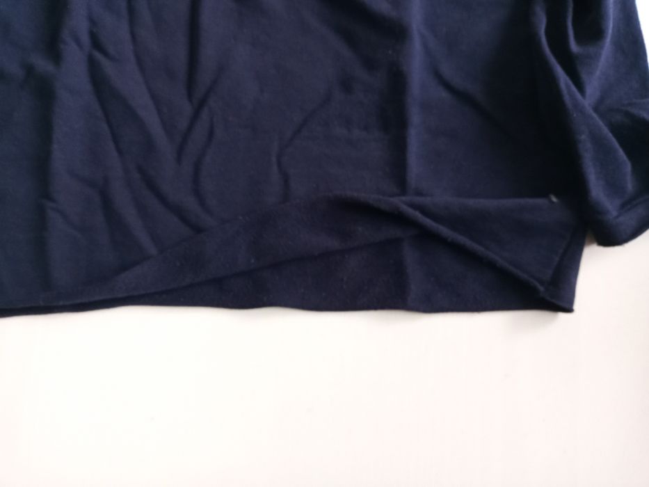 BEZ WAD Bluza bluzka z koronkowym dekoltem XS/34 dresowa #1345 granat