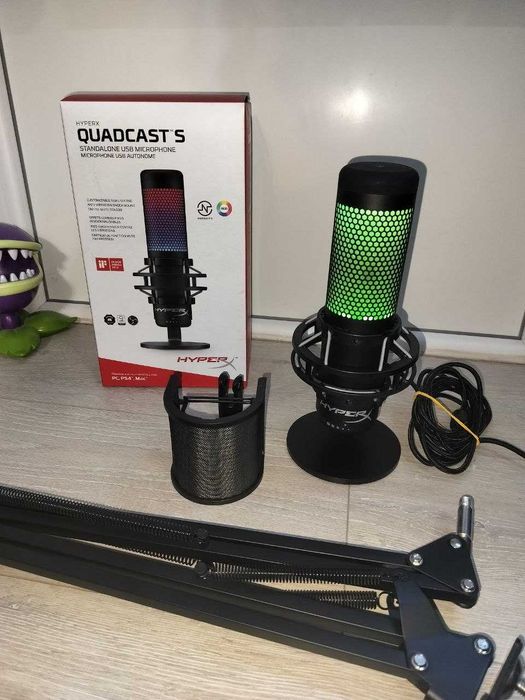 Комплект: Мікрофон HyperX QuadCast S + пантограф та поп-фільтр Fifine U1