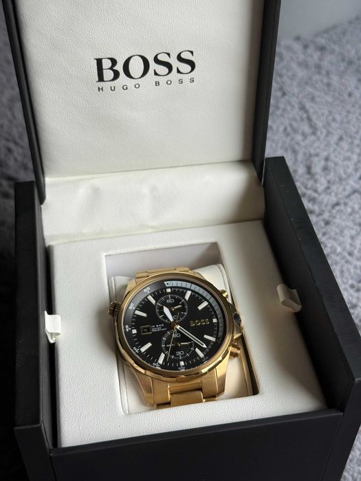 zegarek męski HUGO BOSS GLOBETROTTER ZŁOTY pudełko jak NOWY