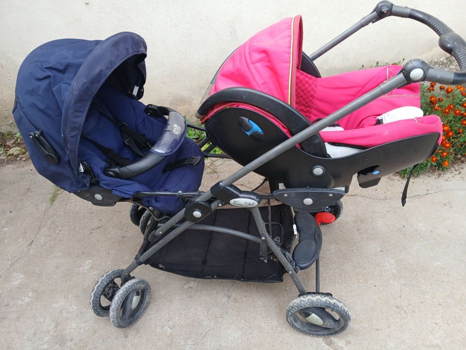 Carrinho gémeos bebé e criança com base isofix