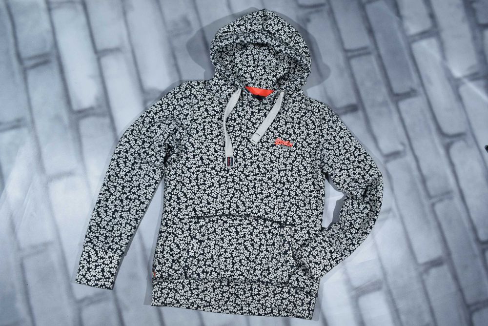 Superdry Super Floral damska bawełniana bluza z kapturem kwiaty r. S-M