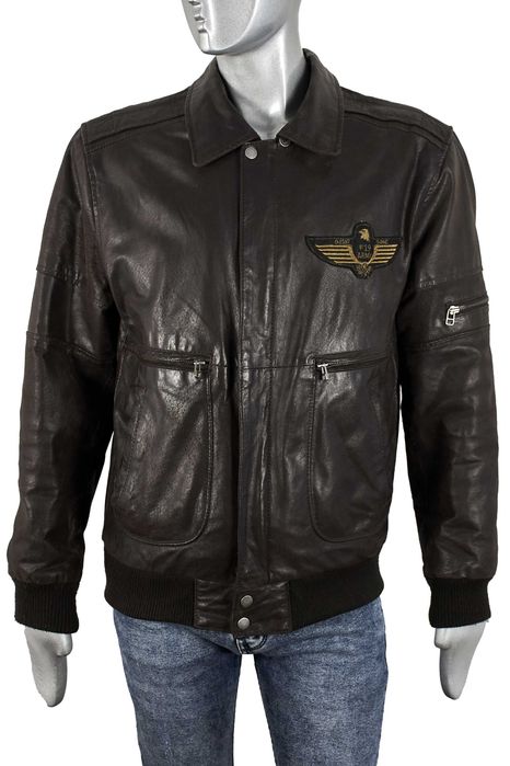 Вінтажна чоловіча шкіряна куртка пілот, бомбер f-19 army
