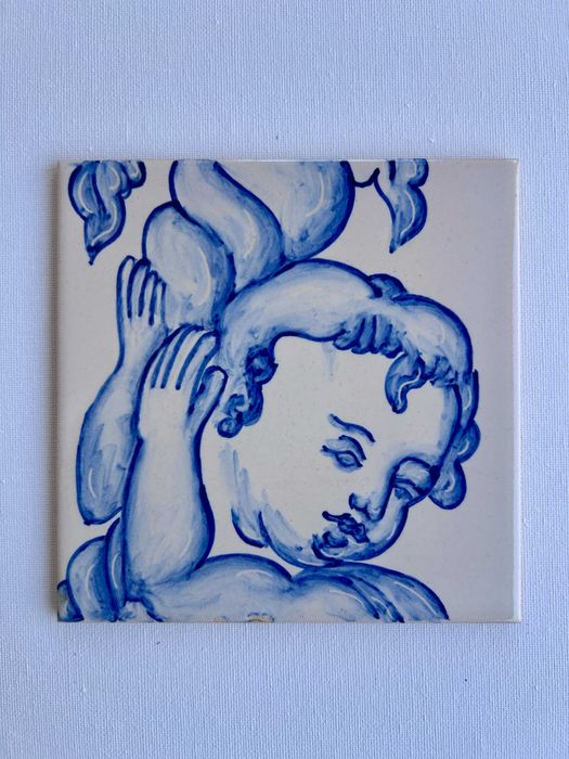 Azulejo artesanal, querubim
