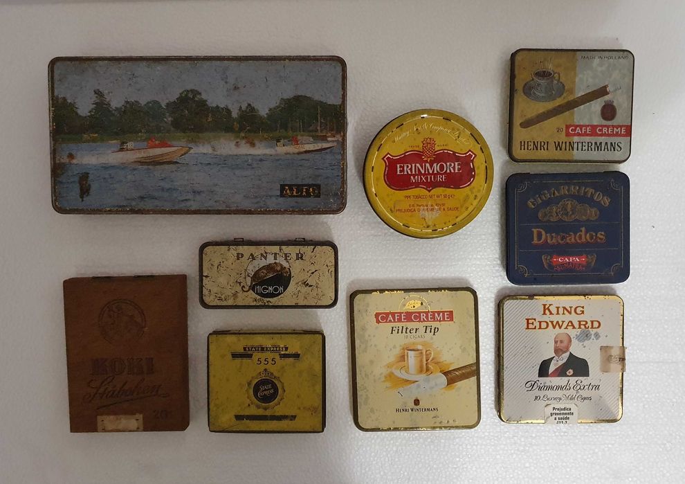 Coleção de 9 Caixas e Latas de Tabaco / Cigarros - vintage