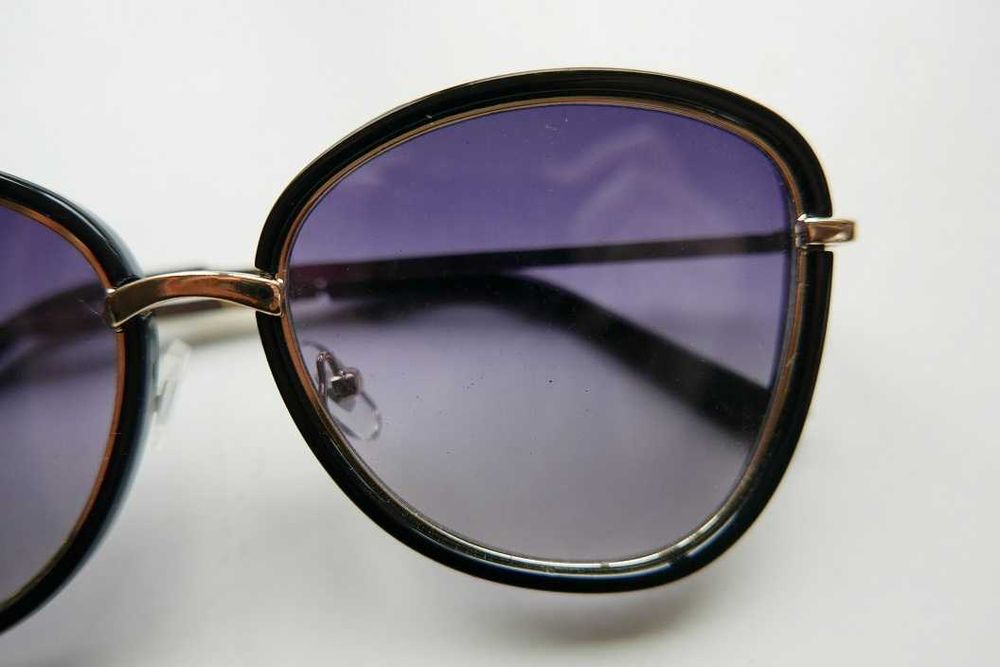 Okulary Przeciwsłoneczne Damskie Czarne + Złoto 400 uv Nowe