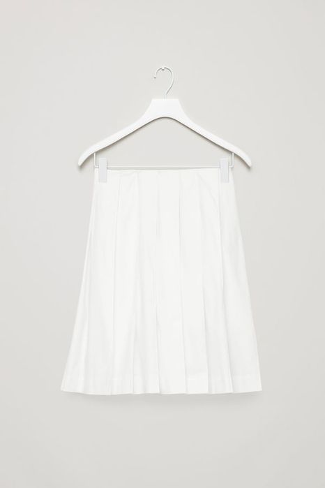 Cos біла спідниця юбка спідниця з бавовняно-попліну плісирована