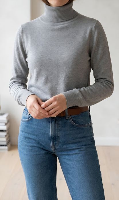 Camisola Malha Cinzenta gola alta Lefties 13/14 anos