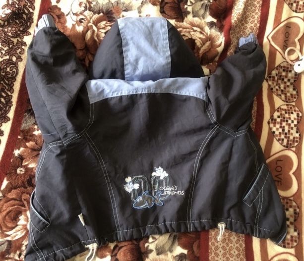Синяя ветровка на флисе 4/5лет, рост 104/110см