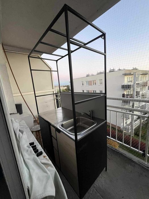 Mini kuchnia, czarny/jesion, 120x60x202 cmÄSPINGE