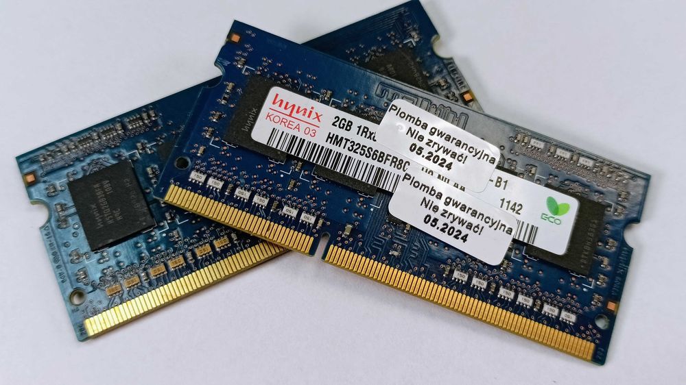 Pamięć RAM 4GB (komplet 2×2GB) DDR3 Hynix SO‑DIMM – sprawne