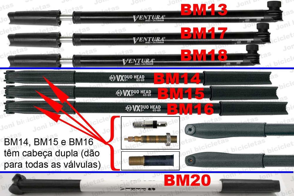 Bombas de ar, válvulas e acessórios p/ bicicleta