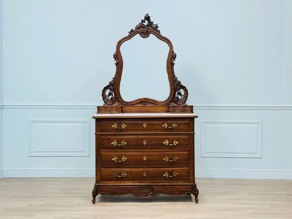 Антикварний комод з дзеркалом у стилі Людовика XV