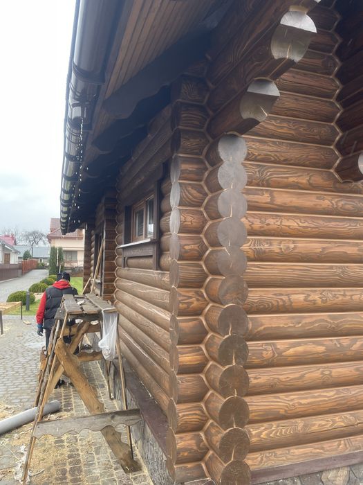 Шліфування деревʼяних будинків, шліфування зруба, герметизація сруба