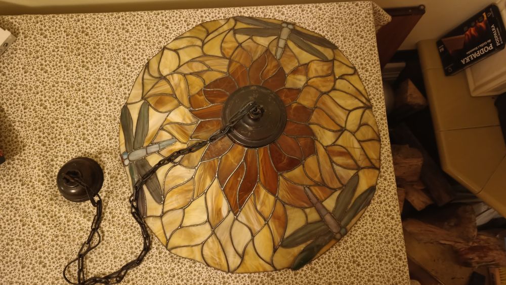 Lampa wisząca witrażowa antyk