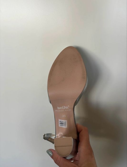 Buty srebrne nowe ślubne