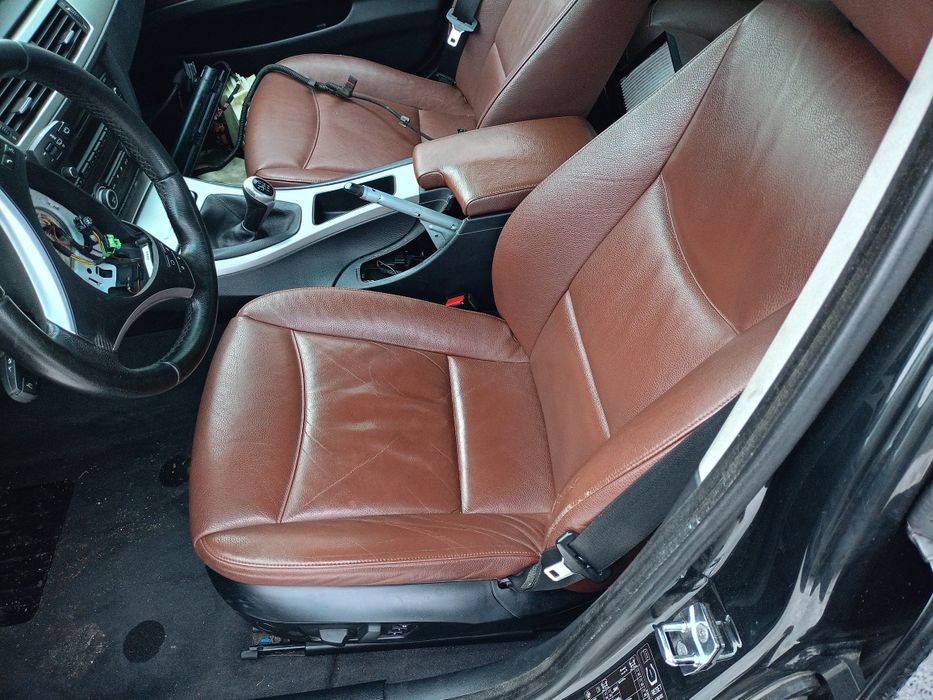BMW e90 fotele skórzane brązowe pamięć tapicerka