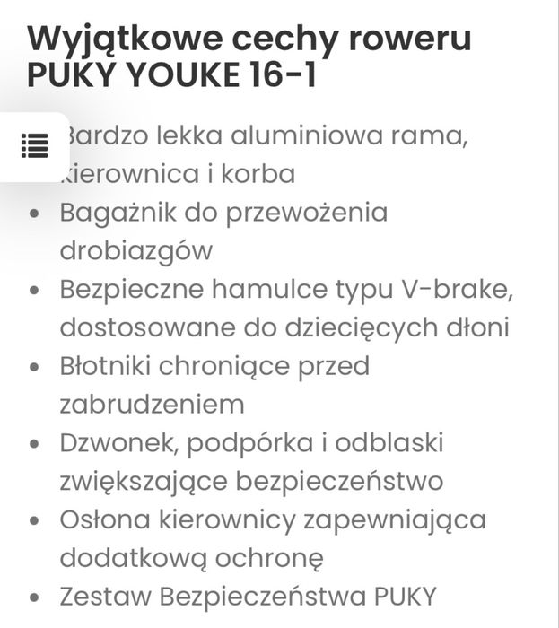 Rower dziecięcy Puky Youke 16 cali