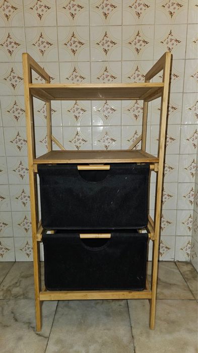 Móvel Organizador em Madeira com Caixas – Ótimo Estado