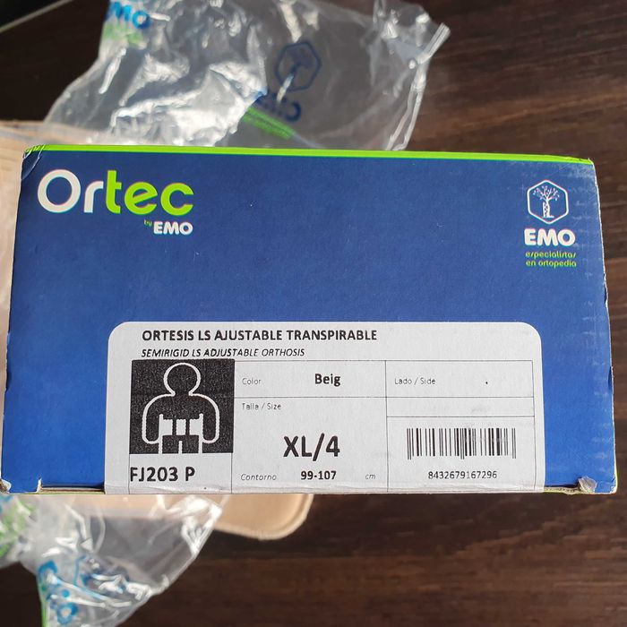 Cinta ORTEC Sacrolombar Transpirável – semi-rigida FJ203 Tamanho 4/XL