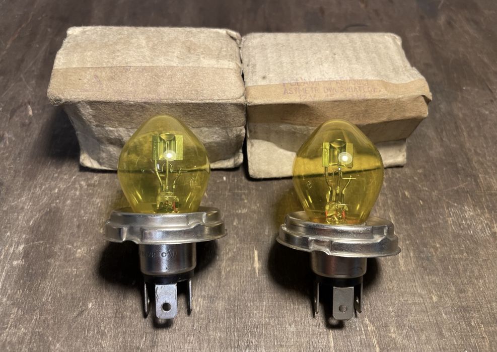 Oryginalne NOWE żarówki R2 barwy żółtej selektywnej 12V 45/40W
