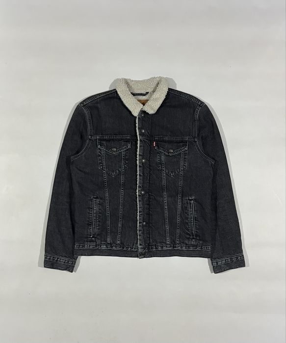 Чорна джинсова куртка levi’s premium сіра джинсовка левайс шерпа роз l