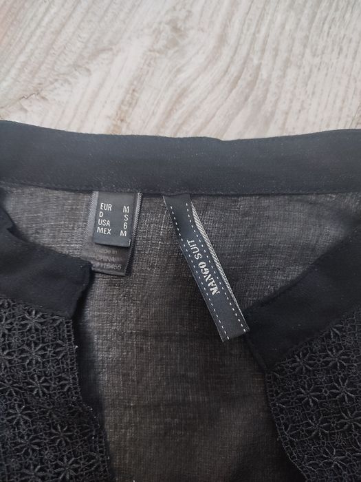 Mango Suit 38 M bluzka damska prześwitująca żabot falbana elegancka