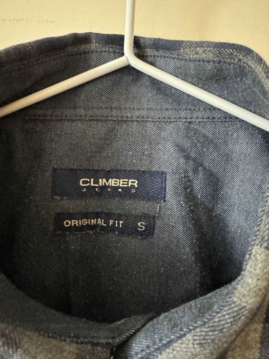 Camisa de homem, manga comprida, tamanho S, xadrez azul, Climber