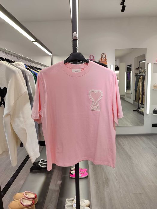 Футболка AMI Paris Exclusive Ami De Coeur T-Shirt Pink