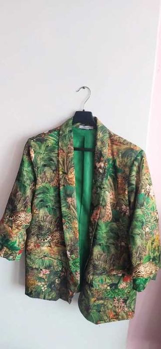 Okazja! Premium Piękna marynarka w tropikalne printy 42