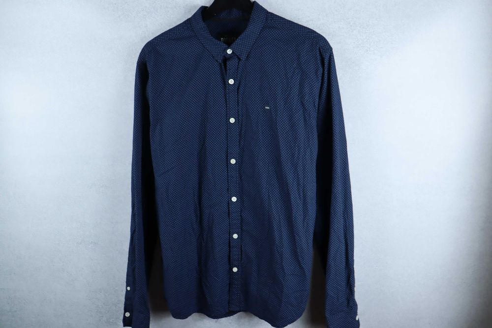 Diesel męska koszula wzorzysta z logo granatowa slim fit XL regular L