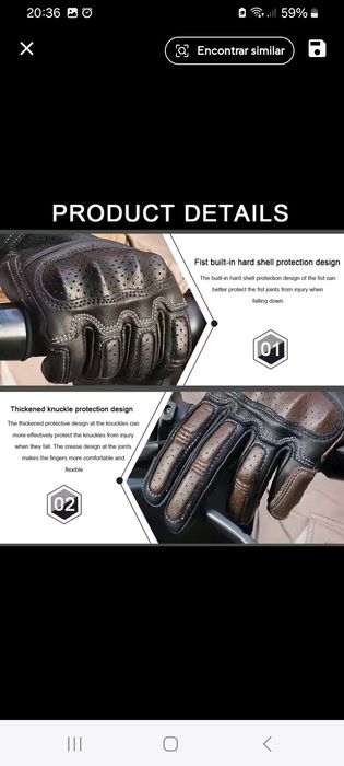 Luvas de moto couro genuino