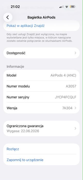 Sprzedam słuchawki AirPods 4 (ANC) posiadam paragon
