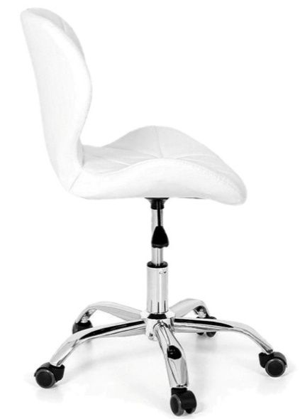 Cadeira Slim Office Estofada Base Giratória Cromada - Branco